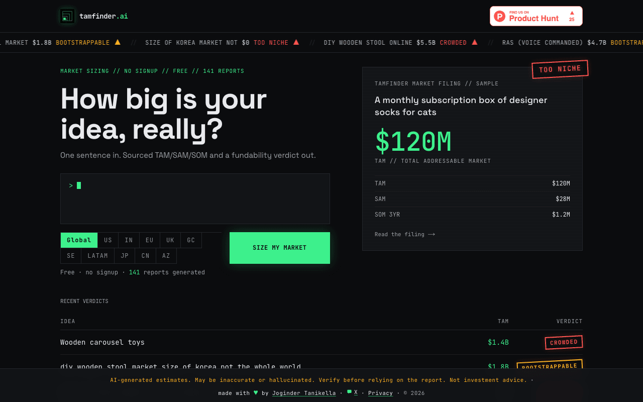 tamfinder.ai screenshot